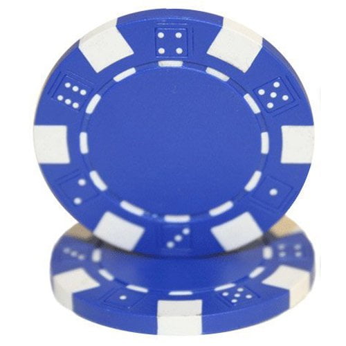 CASINO POKER-DICE CHIPS 5 X BLUE/WHITE 11.5g DICE DESIGN